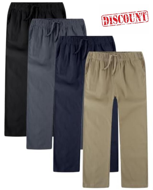 Boys Pants 4-Pack School Uniform Cotton Stretch Pull-On                                                          Boys Chino Pants for School Days