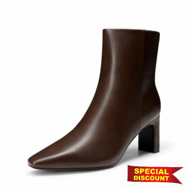 DREAM PAIRS Women's Square Toe Block Heel Ankle Boots                                                          Chunky Block Heel Dress Booties