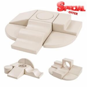 7Pcs Foam Climbing Blocks for Toddler 1-3: PU Leather Soft Play Set for Crawling and Sliding