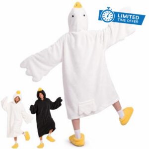 Goose Blanket Hoodie Onesie Pajamas With Slippers                                                          Soft Flannel Fabric