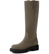 Knee High Boots Women Platform Chunky Low Heel Pull Tab Riding Tall Boots | Block Heeled Boots fo...