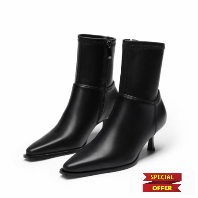 DREAM PAIRS Women's Pointed Toe Kitten Heel Ankle Boots                                                          Side Zipper Dress Booties