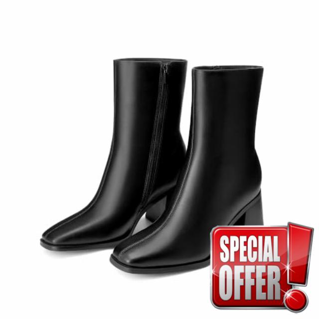 DREAM PAIRS Women's Square Toe Ankle Boots                                                          Block Heel Dress Booties