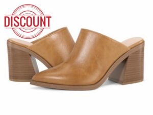 JeimPoey Womens Mules Pumps Point Closed Toe Slip-on Heels Stacked Chunky Block Heel Backless Clogs