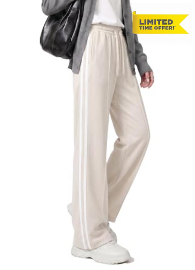 Cotton Track Pants Womens Wide Leg Sweatpants Lounge Stretch Athletic Loose Jogging Sport Zip Pockets