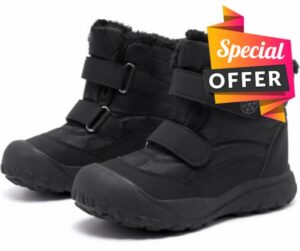 Boys Girls Winter Snow Boots Water Resistant Warm Fur Lined Shoes                                                          Hook & Loop