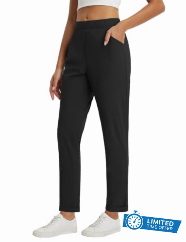 baleaf Womens Pants Petite Travel Stretchy Work with Zip Pockets Slacks Golf Pants with 5 Pockets
