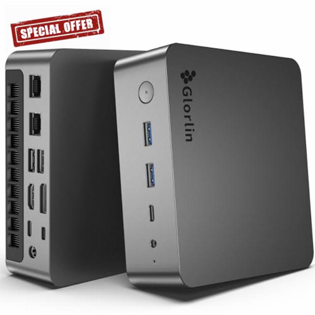Glorlin AI Mini PC AMD Ryzen 7 Pro 8845HS CPU (Max 5.1GHz