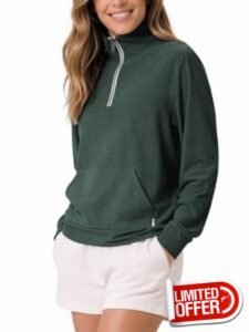 ODODOS Women's Half Zip Sweatshirts - Ultra Soft odSTRATUM Tech Pullover                                                          Relaxed-Fit Mock Neck Performance Tops with kangaroo Pocket