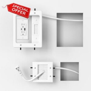 in Wall Cable Management Kit with Recessed Power Outlet for Home Theater                                                          Dual AC Outlet and USB A+C Port