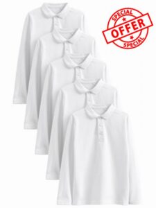 NEXT Boys Long Sleeve School Polo Shirts 5 Pack