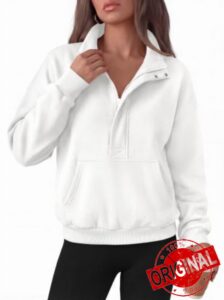 PRETTYGARDEN Womens Long Sleeve Quarter Zip Crop Sweatshirts                                                          Mock Neck FLeece Sweatshirt