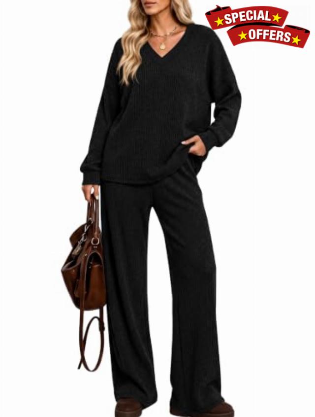 Sampeel Two Piece Sets for Women Lounge Set Fall Outfits Loungewear                                                          Ribbed Knit