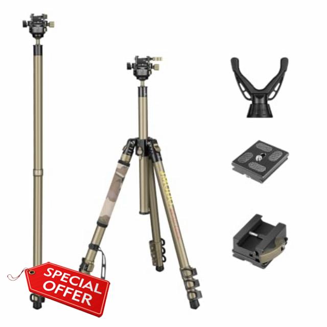 Shooting Tripod for Rifle and Camera                                                          Rifle & Camera Compatible | 360° Bowl Head | 61.5" Adjustable Height | Lightweight Outdoor Tripod | 11 lbs Load Capacity