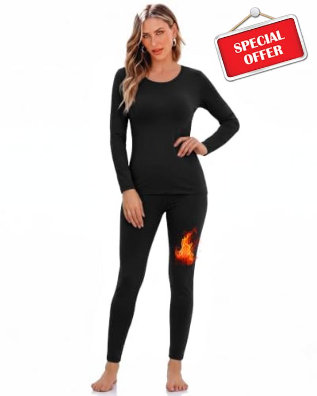 WIHOLL Thermal Underwear for Women Cold Weather Clothes Fleece Lined Thermal Long Johns Winter Base Laye