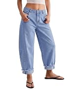 luvamia Wide Leg Jeans for Women High Waisted Stretchy Ripped Denim Pants | Cuffed Ripped Jeans W...