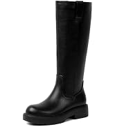 Knee High Boots Women Platform Chunky Low Heel Pull Tab Riding Tall Boots | Block Heeled Boots fo...