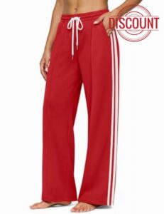Women Track Pants Wide Leg Striped Sweatpants Athletic Running                                                          Workout Track Pant