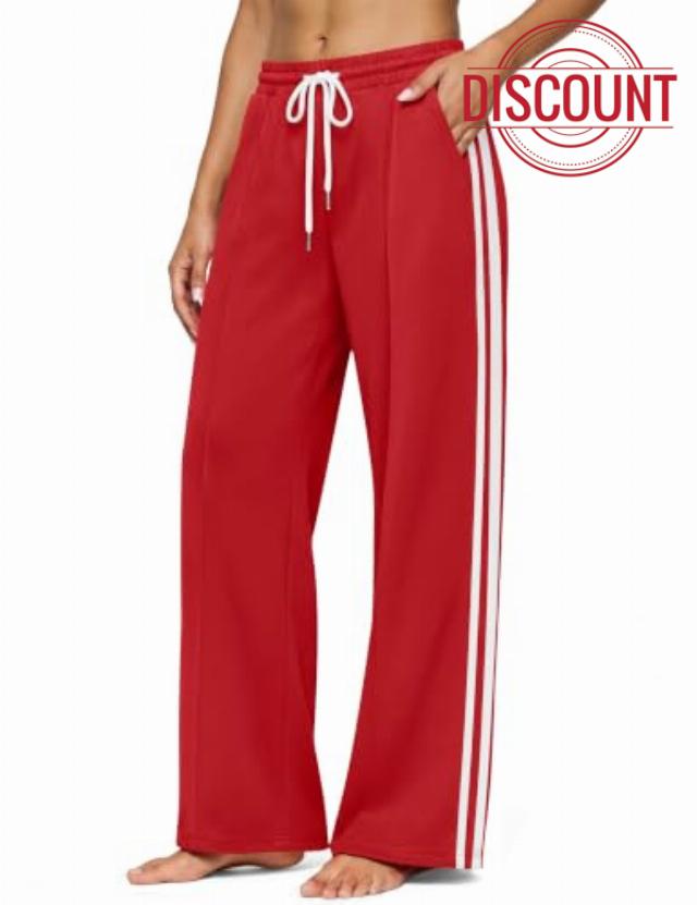 Women Track Pants Wide Leg Striped Sweatpants Athletic Running                                                          Workout Track Pant