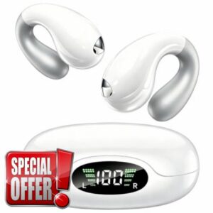Ultra Open-Ear Earbuds – Comfort Bluetooth 6.1 Clip On Earbuds Over Ear Bone Conduction Earbuds with Secure Fit & AI-Powered Clear Calls