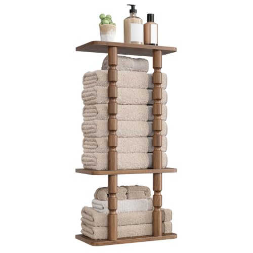 2 Solid Wood Turned Legs 24.2" Towel Holder for Rolled Towels
