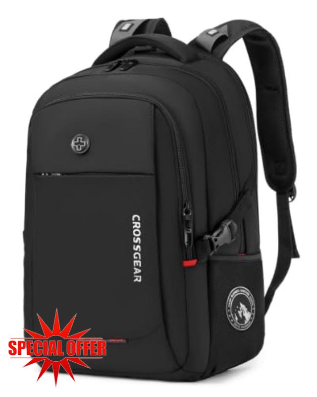 CROSSGEAR Ergonomic Laptop Backpack Reduce Shoulder Strain by 30%