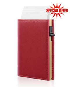 RFID Wallet Women Slim Small Minimalist Metal Pop Up Credit Card Holder                                                          Premiu Leather Pocket Wallet