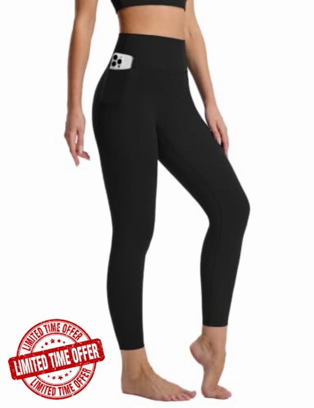 baleaf Womens Leggings with Pockets High Waisted Yoga Pants                                                          25" Tummy Control Seamless Compression No Front Seam 7/8 Legging