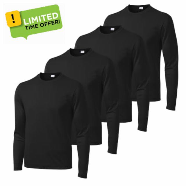 Opna Mens Long Sleeve Shirts 4 Pack Big and Tall Moisture Wicking UPF 50+                                                          Soft