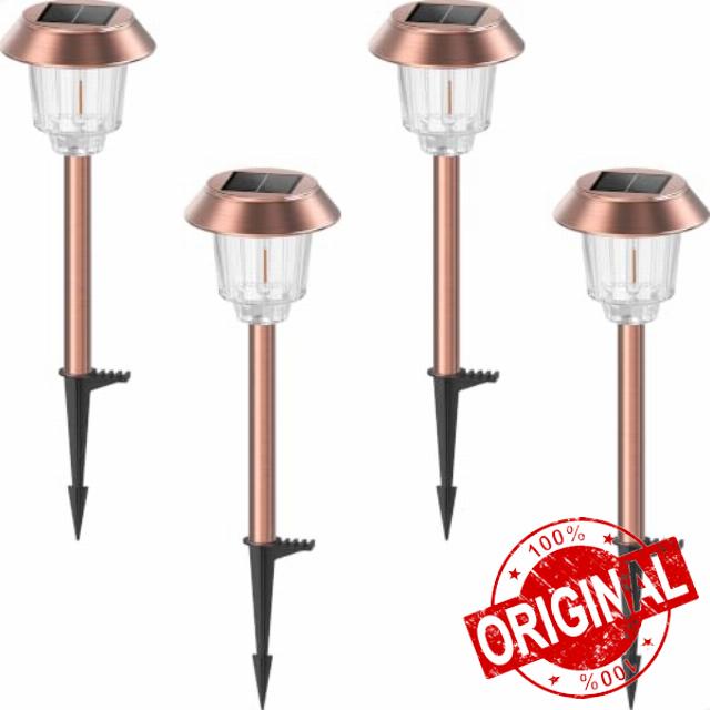 SUNVIE 4 Pack Solar Pathway Lights Outdoor 3000K Stainless Steel Glass Solar Lights Pathways