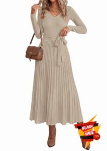 PRETTYGARDEN Womens Fall Maxi Long Sleeve Sweater Dress                                                          Soft Stretchy Knit
