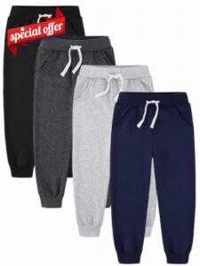 4 Pack Toddler and Kids Boys Fleece Jogger Pants Sweatpants 2-14Y                                                          Cotton Fleece Fall Winter Spring Sweat Pant Outfits for School