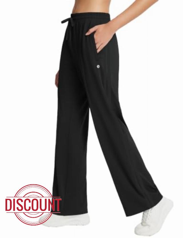baleaf Womens 27" Inseam Track Pants Petite Straight Leg Sweatpants                                                          Zipper Pockets