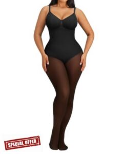 SHAPELLX Full Body Shapewear Tummy Control Bodysuit Sheer Illusion Shaper                                                          Tummy control smoothing