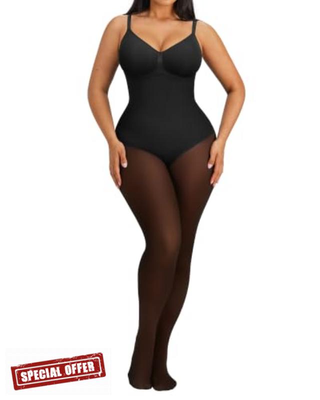 SHAPELLX Full Body Shapewear Tummy Control Bodysuit Sheer Illusion Shaper                                                          Tummy control smoothing
