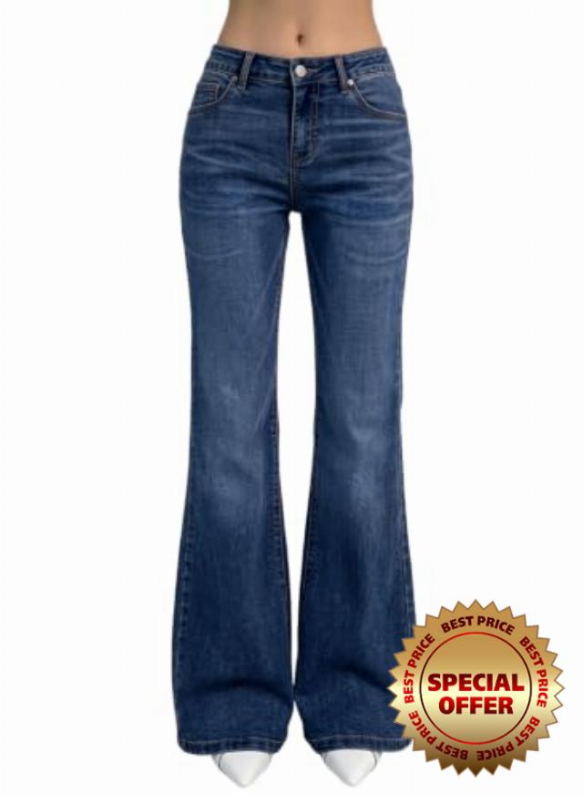 Dokotoo Women's Flare Bell Bottom Jeans Wide Leg Stretchy Denim Pants                                                          Wide Leg Bootcut Stretchy Jeans