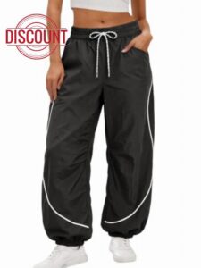 Aoysky Womens Parachute Track Pants Baggy Joggers Y2k Outfits Sweatpants                                                          Streetwear with Pockets
