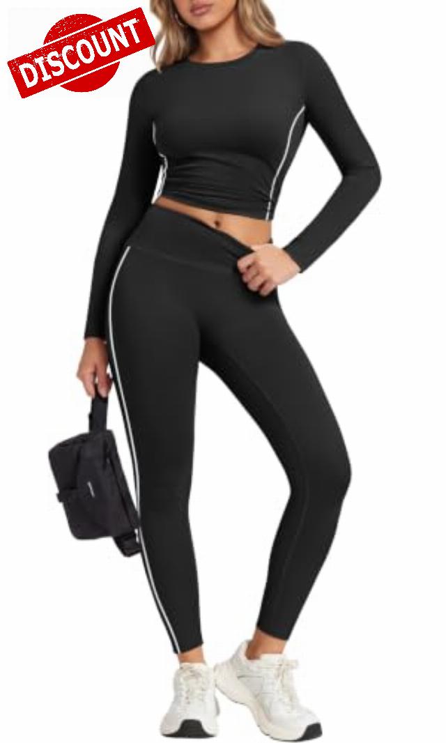 Workout Sets for Women Fitness Clothing 2 Piece Sets Leggings with Pockets                                                          2 Piece Sets
