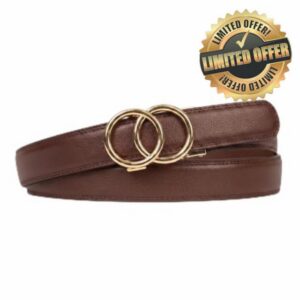 Bella Belts - Modern Belt - Gold Buckle - No Hole Ratchet Belt for Women - Adjustable Leather Belt - One Size Fits All