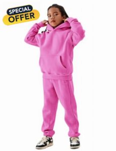 Girls Boys Fleece 2 Piece Outfits Hoodie Sweatsuit Oversized Sweatshirt and Sweatpants Set Fall Winter Clothes