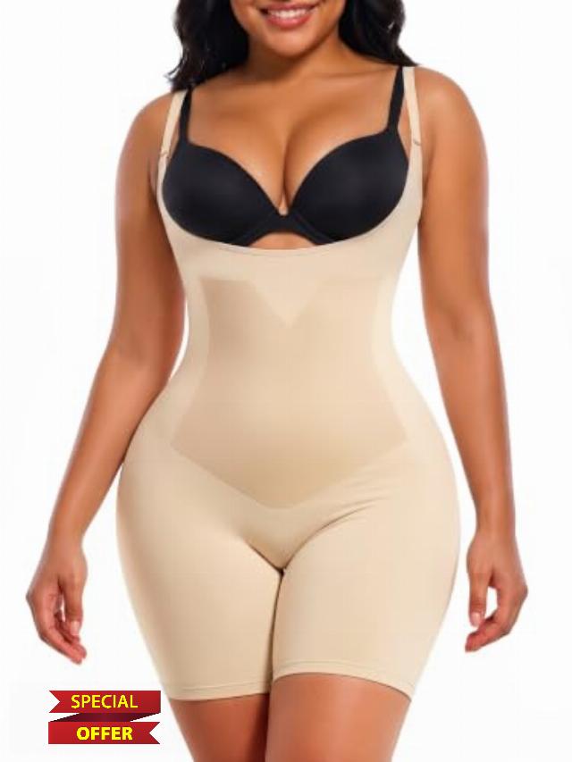 SHAPERX Tummy Control Shapewear For Women Seamless Bodysuit Bonded Panel Double-Layer Sculpting