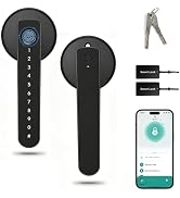 Gilleithos Smart Door Lock Keyless Entry Handle with Fingerprint, Black | 5 Unlocking Methods, Tu...