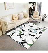 Castle Fairy Mid Century Cat Area Rugs for Kids Bedroom Living Room Decor | Retro Abstract Art Gi...