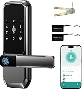 Gilleithos Smart Door Lock with Fingerprint, Keyless Entry, Grey | Electronic Digital Code, Mecha...