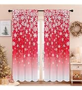 AtawLege Christmas Snowflake Sheer Curtains 84 Inches Long 2 Panels Set for Living Room, White Ho...