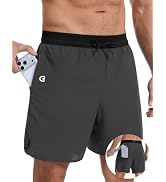 Mens Gym Shorts with Zipper Pockets 7'' Utra-Light Linerless Workout Shorts | Ultra Lightweight B...