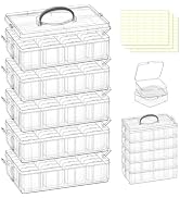 DILIBRA Bead Organizer Box, 4-Tier Stackable 112 Pcs Craft Storage Boxes | Portable Plastic Cases...