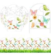 Yaocom Flower Decorative Garden Fence, 6 Pack 16.5''h x 11.8''w Metal Animal Barrier Border, Flor...