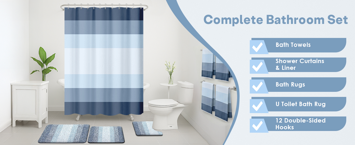 Bathroom Sets with Shower Curtain and Rugs