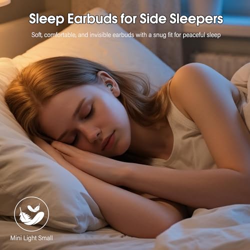 Mini Light-Weight Headphones for Side Sleepers Features Sleep Mode & Built-in White Noise for Relaxing. 48H Battery & Clear Calls. Perfect Mini Earphones for Sound Sleep
